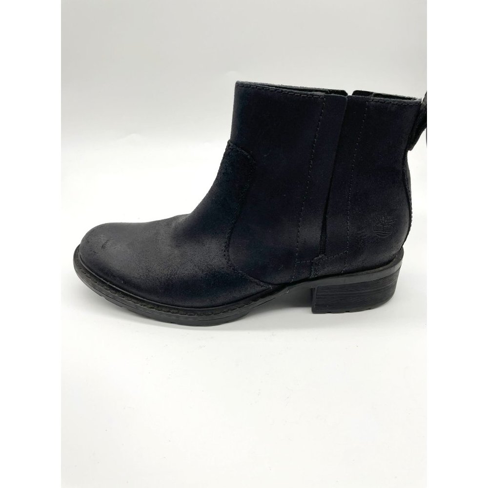 Timberland Mirah Leather Chelsea Ankle Boots 7 Round Toe Black